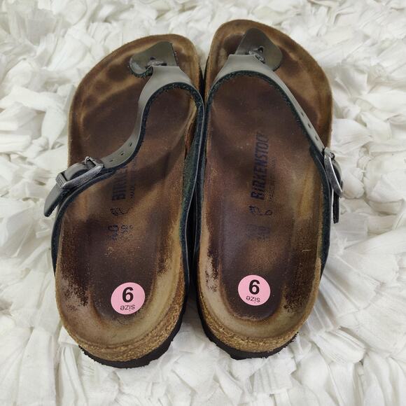 Birkenstock Gizeh Sandals Womens Size 9 Silver Metallic Thong Comfort EU 40 - Picture 7 of 16